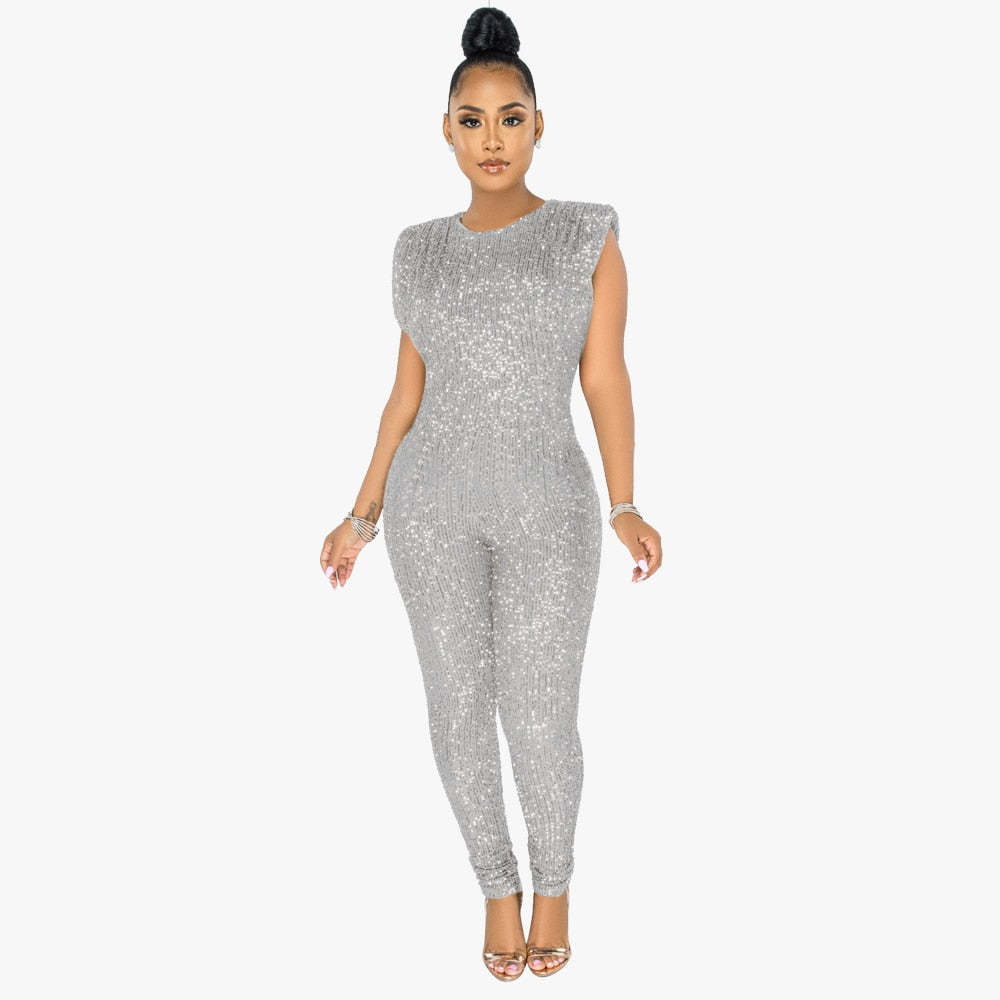 High-Waist Bodycon Jumpsuit With Sequins
