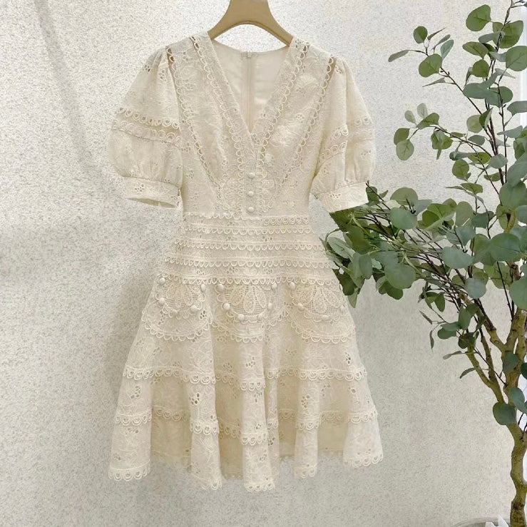 Embroidery Lace V-Neck Dress