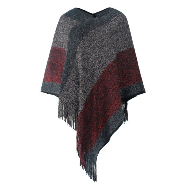 Soft Stylish Knitted Colour Blend Poncho