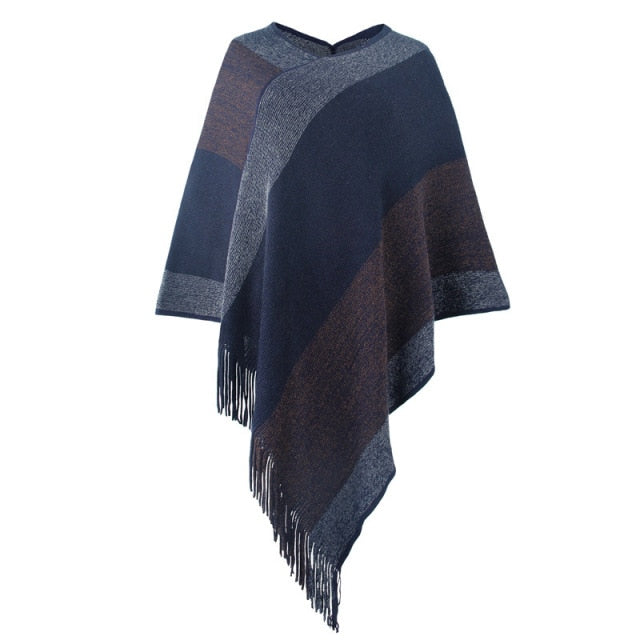 Soft Stylish Knitted Colour Blend Poncho