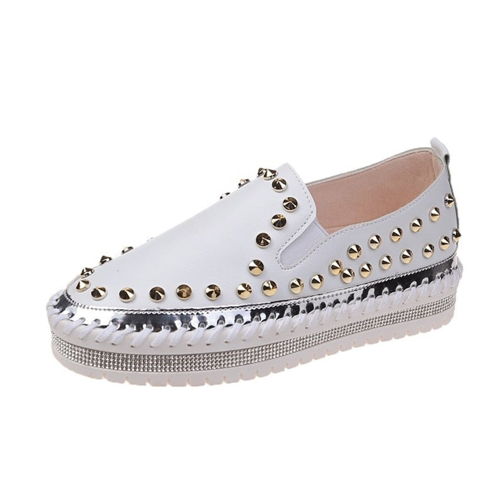 Studded Platform Sneakers With Stitching