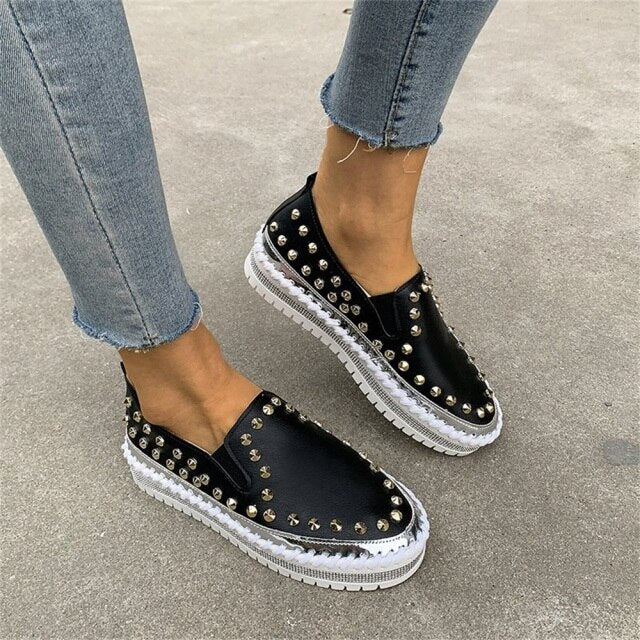 Studded Platform Sneakers With Stitching
