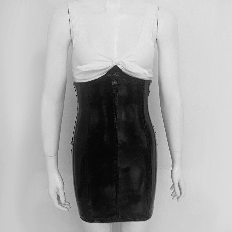 Asymmetrical Waist Faux Leather Skirt