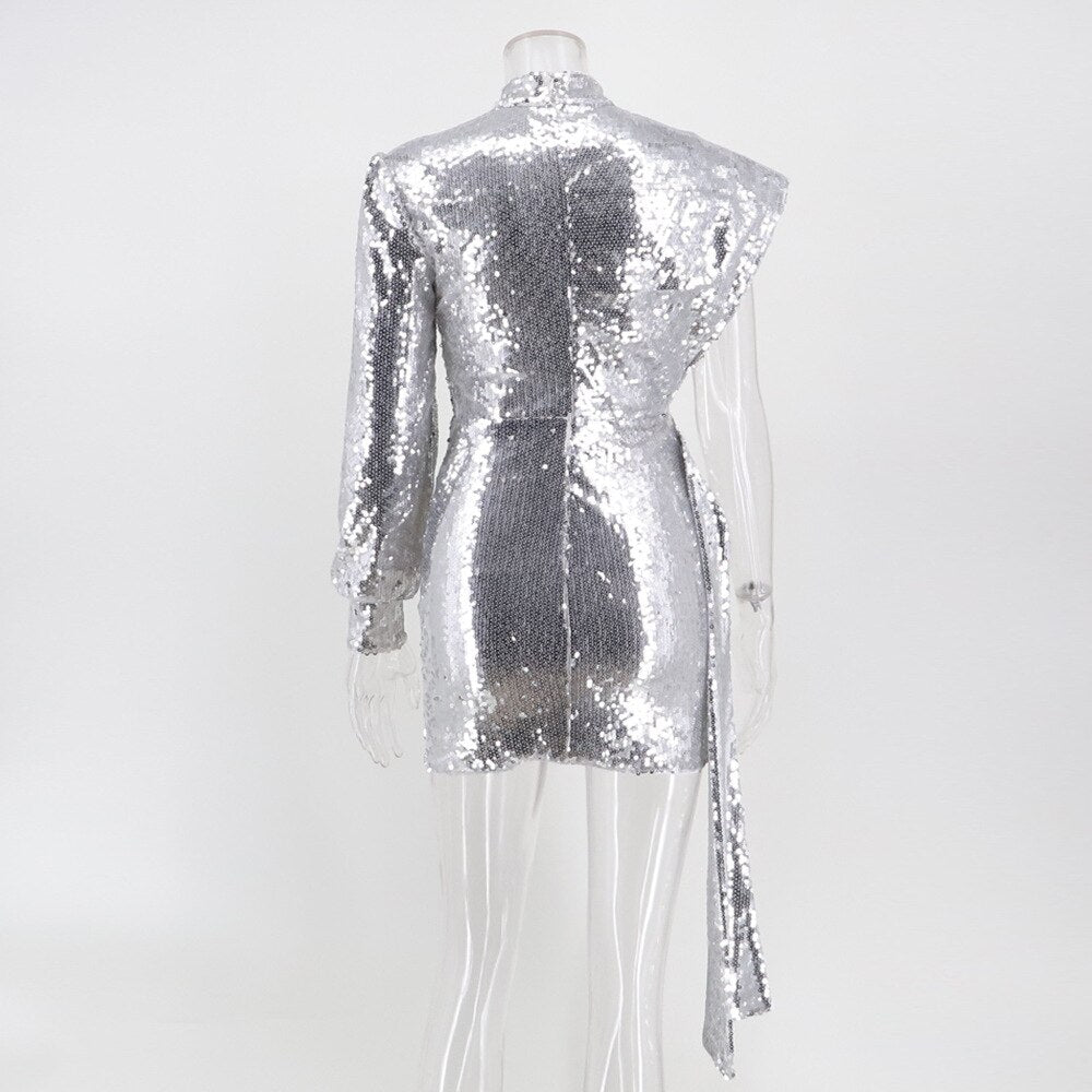 Sequin Mini Dress With Irregular Top