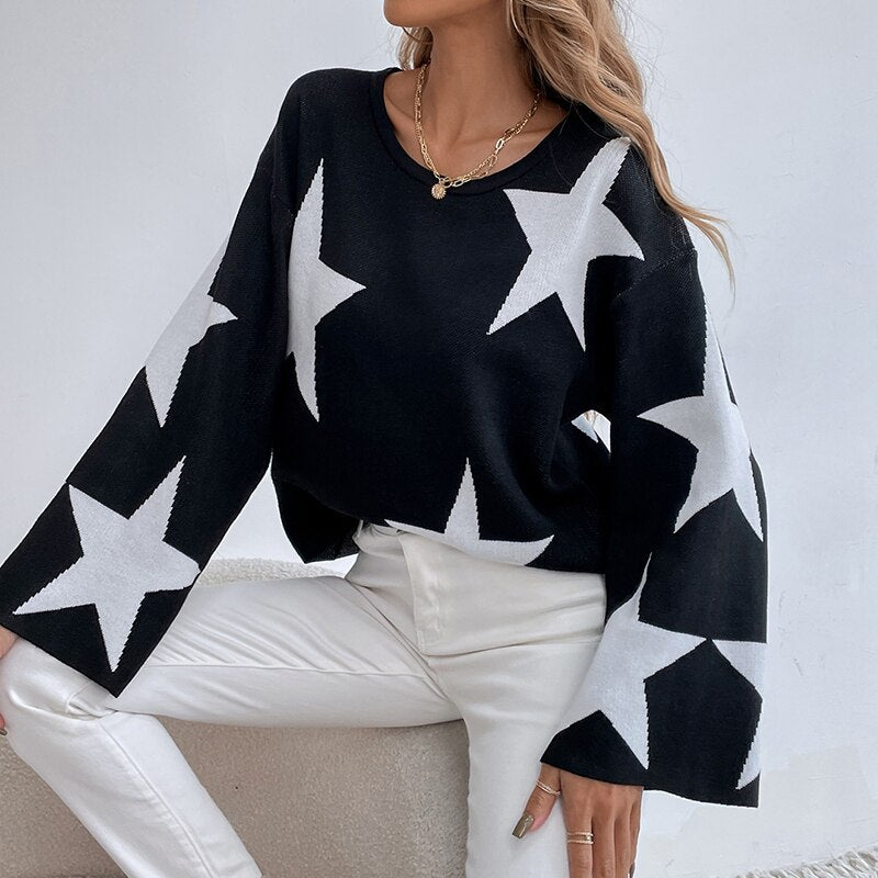 Star Sweater With Flare Sleeves