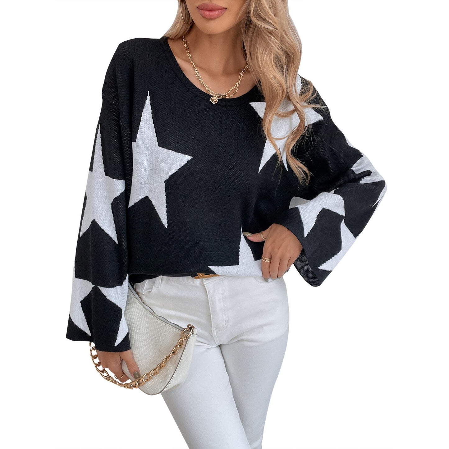 Star Sweater With Flare Sleeves
