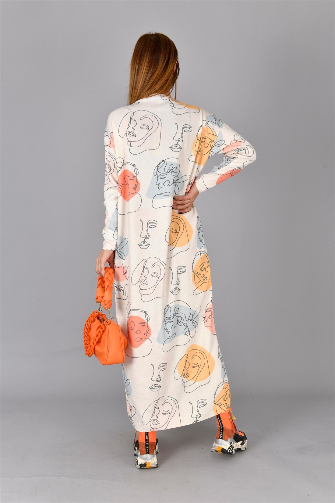 Lush Extra Long Dress With Abstract Pattern