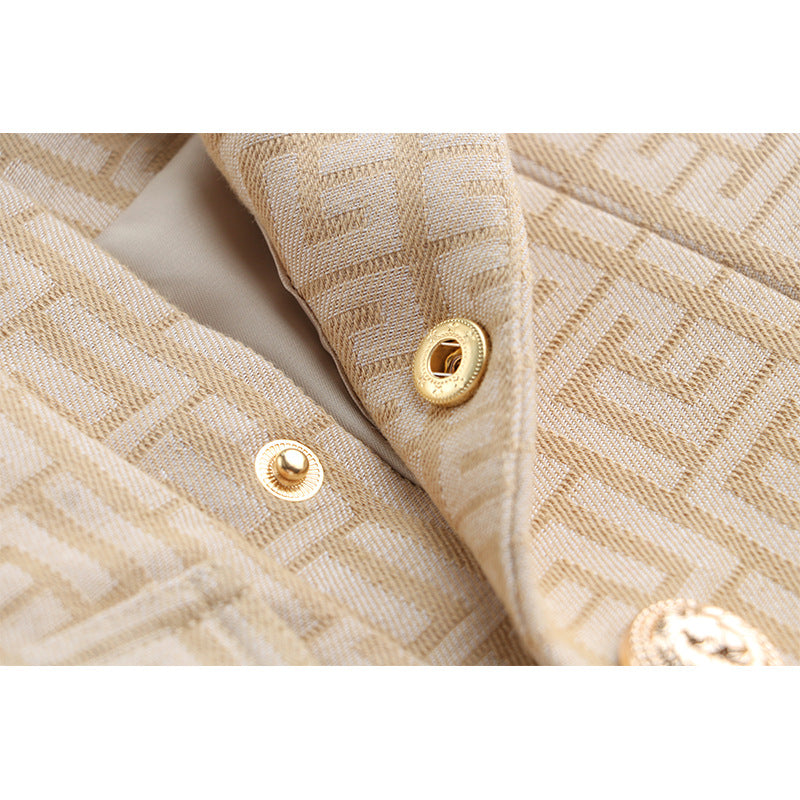 Textured 2-Piece Shorts Set With Gold Buttons
