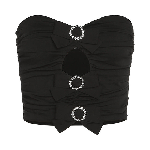 French Style Tube Top With Diamond Bows