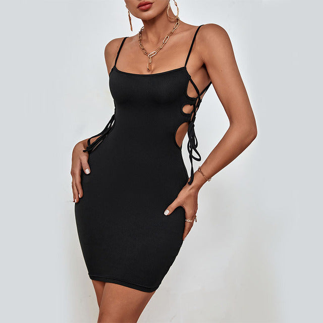 Little Black Dress With Lace-Up Sides