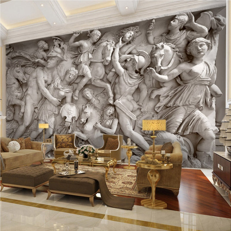 3D Roman Statues Art Mural Wallpaper