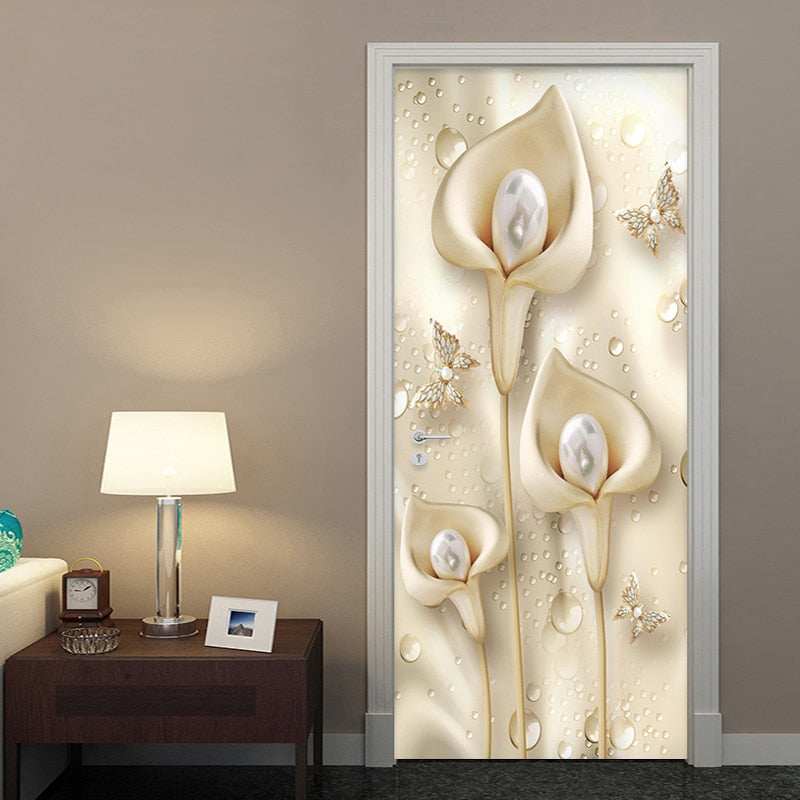 3D Flowers Calla Pearl Door Sticker